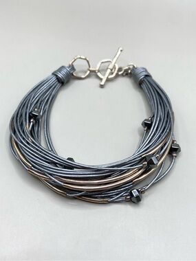 Silpada Grey Multi-Strand Leather Cord Bracelet